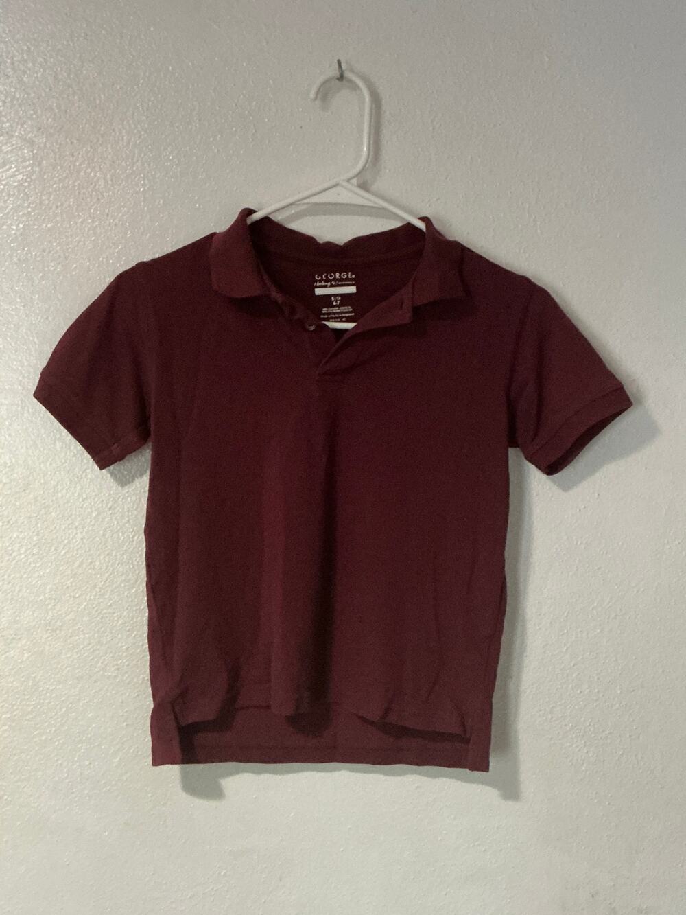 George girls Maroon polo style shirt size 6/7